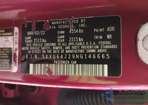 2022 Kia K5 Gt-Line from USA, damaged, VIN 5XXG64J29NG146665